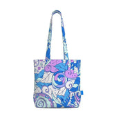 Imi Everyday Large Cotton Tote - Blue & Violet Wild Paisley Floral Psychedelic Retro Vibrant Bold Swirls Tangle Abstract Shopper Bag Handmade Bespoke Zen